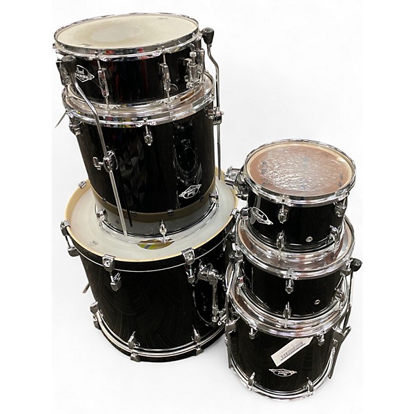 Used Pearl 6 Piece Export Black Drum Kit