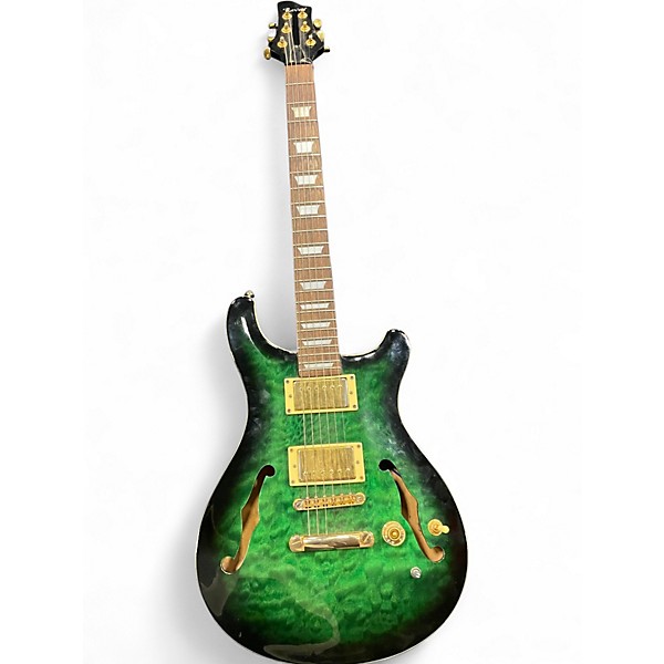Used Raven SEMI HOLLOW Green Hollow Body Electric Guitar