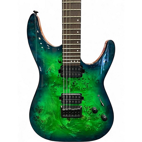 Used Schecter Guitar Research CR6 AQUA BURST Solid Body Electric Guitar