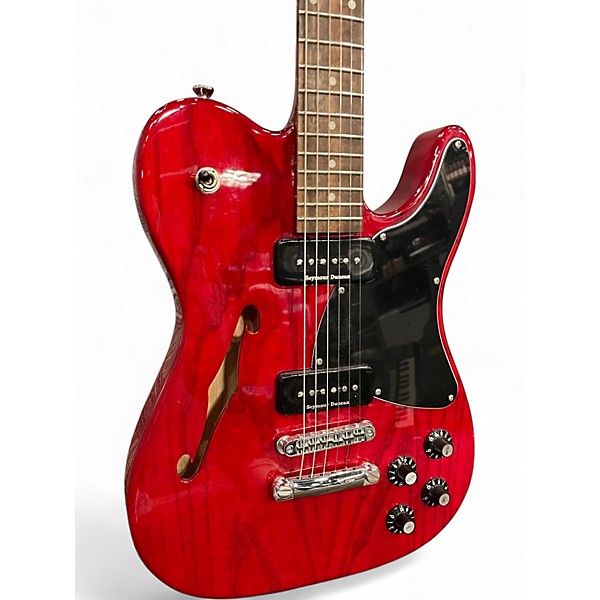 Used Fender Jim Adkins JA-90 Transparent crimson Hollow Body Electric Guitar