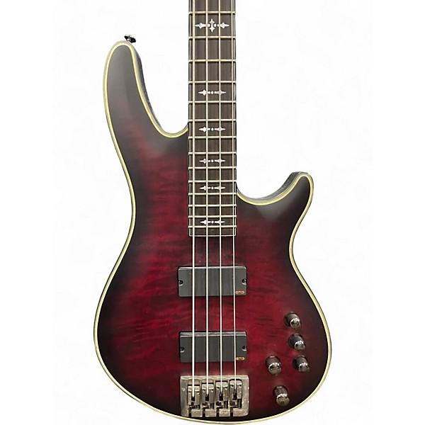 Used Schecter Guitar Research Hellraiser Extreme 4 String Satin Crimson Red Burst Electric Bass Guitar