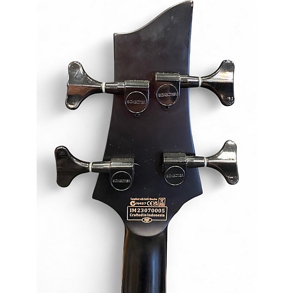 Used Schecter Guitar Research STILETTO STEALTH Black Electric Bass Guitar