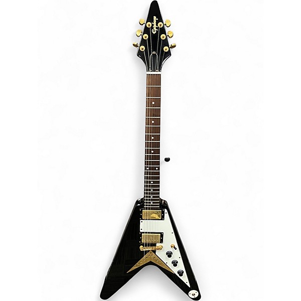 Used Epiphone 1958 Korina Flying V Black Solid Body Electric