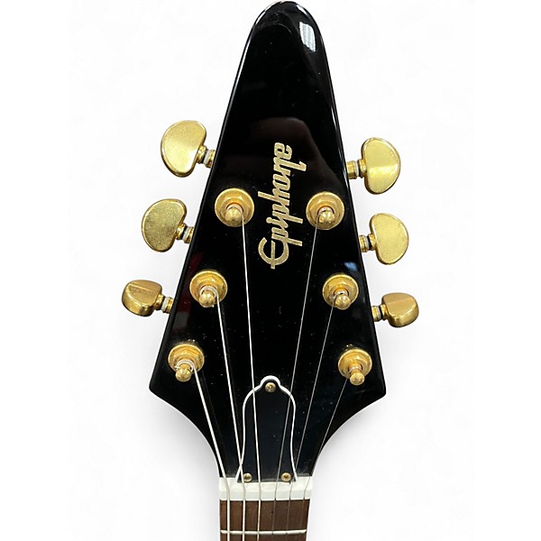 Used Epiphone 1958 Korina Flying V Black Solid Body Electric Guitar