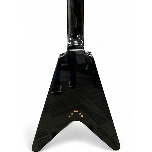 Used Epiphone 1958 Korina Flying V Black Solid Body Electric Guitar