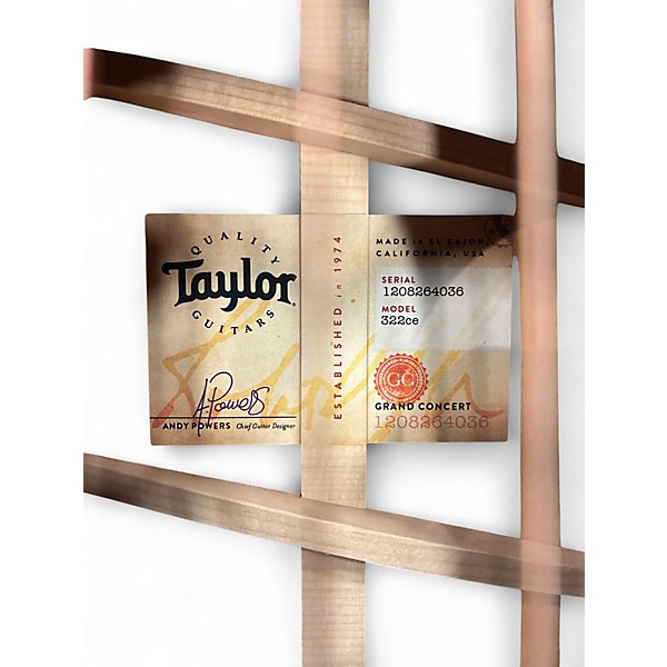 Used 2024 Taylor 322ce V Class Grand Concert Shaded Edge Burst  Acoustic Electric Guitar