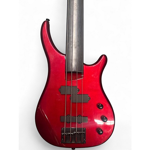 Used Carlo Robelli FRETLESS Candy Apple Red Electric Bass Guitar