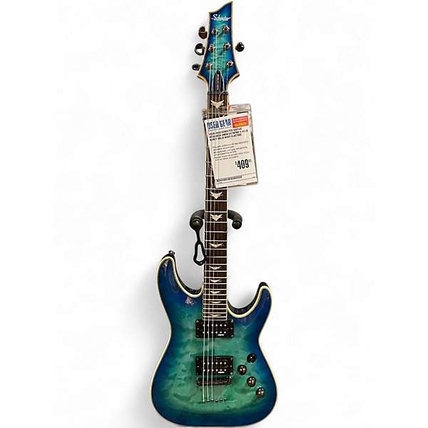 Used 2020 Schecter Guitar Research Omen Extreme 6 Aqua Burst Solid Body Electric Guitar