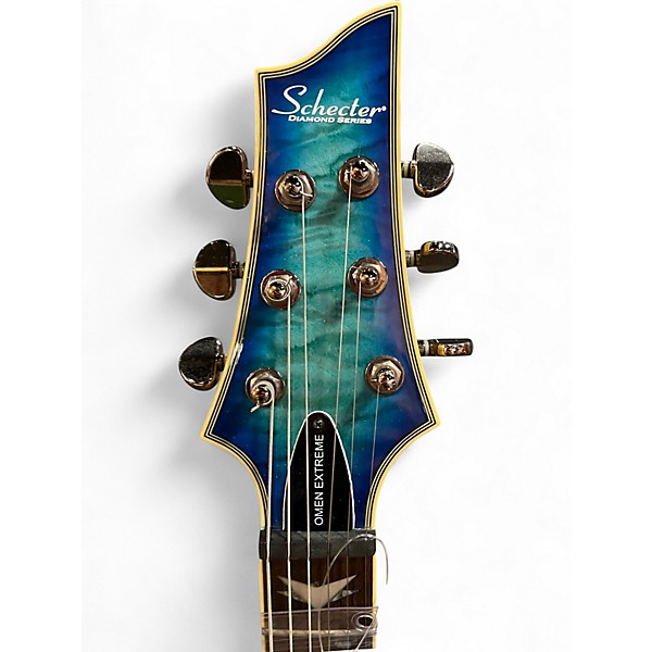 Used 2020 Schecter Guitar Research Omen Extreme 6 Aqua Burst Solid Body Electric Guitar