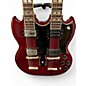 Vintage 1990s Burny DOUBLE NECK SG Cherry Solid Body Electric Guitar