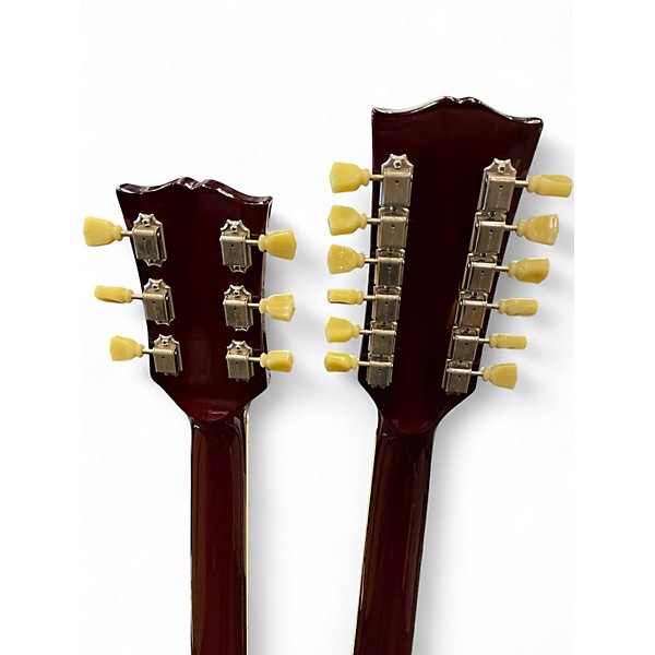 Vintage 1990s Burny DOUBLE NECK SG Cherry Solid Body Electric Guitar