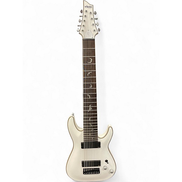 Used Schecter Guitar Research Damien Platinum 9 White Solid Body Electric Guitar