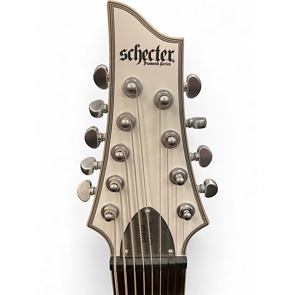 Used Schecter Guitar Research Damien Platinum 9 White Solid Body Electric Guitar