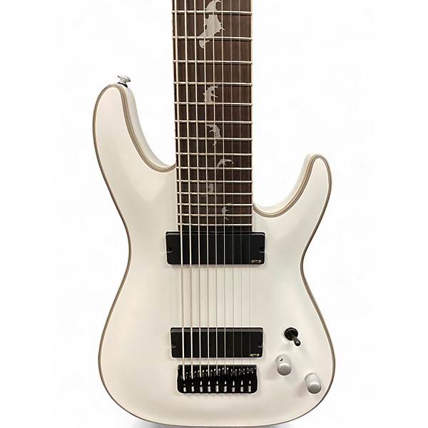 Used Schecter Guitar Research Damien Platinum 9 White Solid Body Electric Guitar