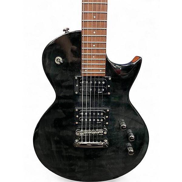 Used ESP LTD EC100QM Trans Black Solid Body Electric Guitar