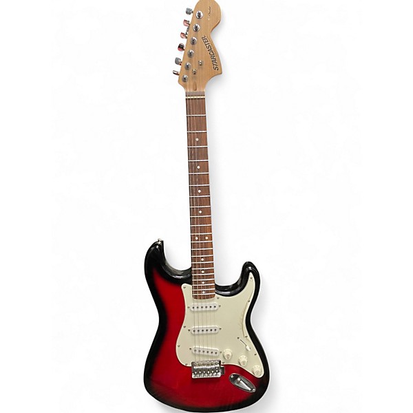 Used 2000s Starcaster by Fender Stratocaster Crimson Burst Solid Body Electric Guitar