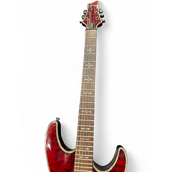 Used Schecter Guitar Research Hellraiser C1 Crimson Red Trans Solid Body Electric Guitar