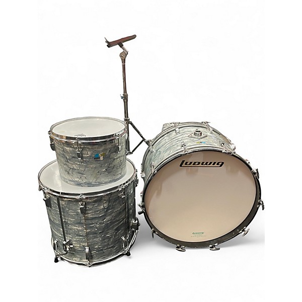 Vintage 1980s Ludwig 4 Piece drums Black diamond Drum Kit
