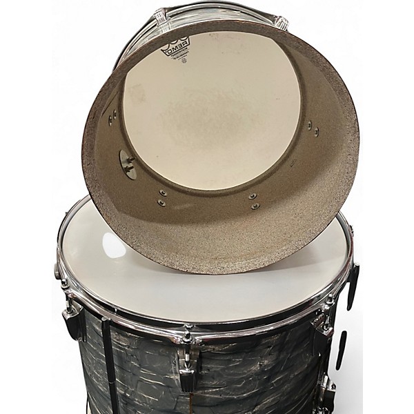 Vintage 1980s Ludwig 4 Piece drums Black diamond Drum Kit