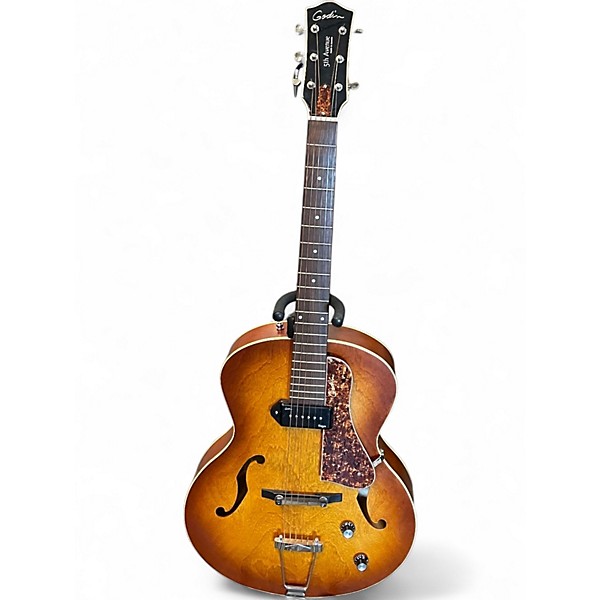 Used Godin 5th Avenue Kingpin P90 Congac Burst Hollow Body Electric Guitar
