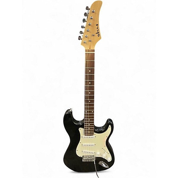 Used Sky STRAT STYLE GUITAR BLACK Solid Body Electric Guitar