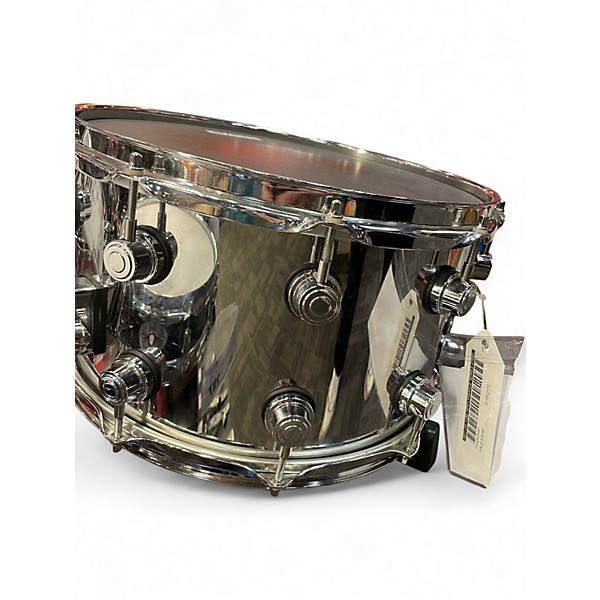 Used DW 13X8 Performance Series Steel Snare Black and Silver Drum