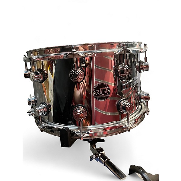 Used DW 13X8 Performance Series Steel Snare Black and Silver Drum