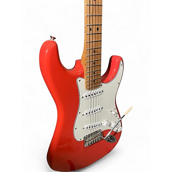 Used 2023 Fender Deluxe Players Stratocaster Fiesta Red Solid Body Electric Guitar
