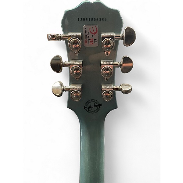 Used 2010s Epiphone Les Paul Custom Pro TV Pelham Blue Solid Body Electric Guitar