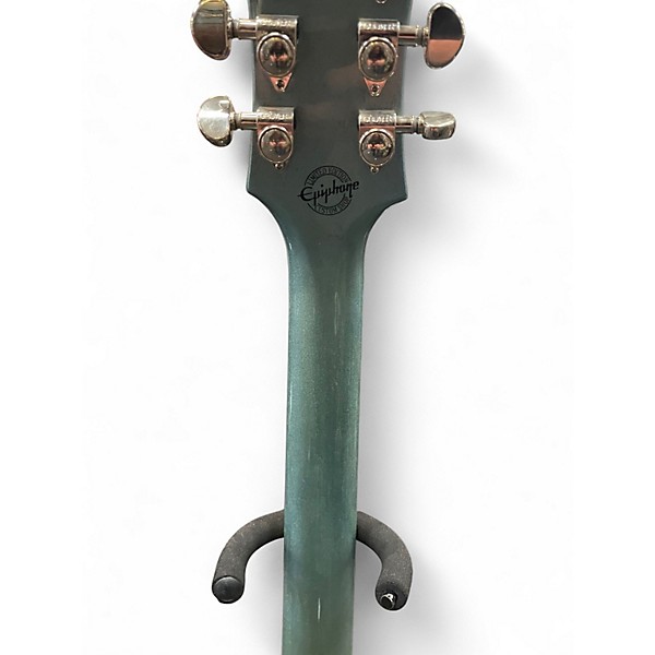 Used 2010s Epiphone Les Paul Custom Pro TV Pelham Blue Solid Body Electric Guitar
