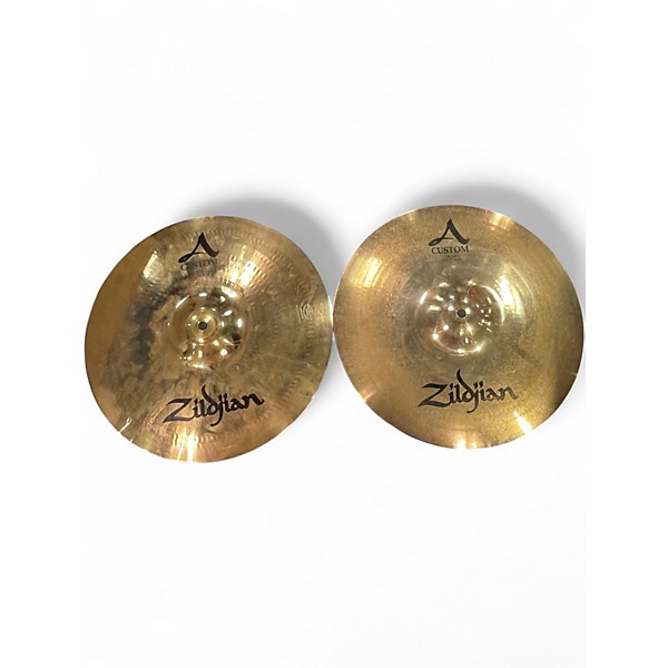 Used Zildjian 14in A Custom Hi Hat Pair Cymbal