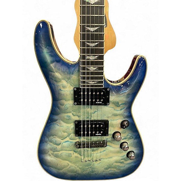 Used Schecter Guitar Research Omen Extreme 6 Ocean Blue Burst Solid Body Electric Guitar