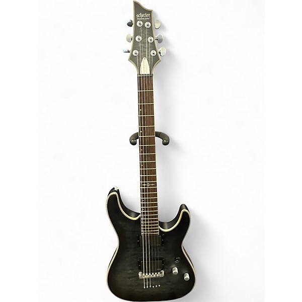 Used Schecter Guitar Research C1 Platinum Trans Black Solid Body Electric Guitar