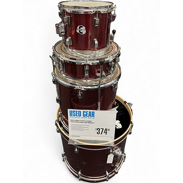 Used Ludwig 4 Piece element evolution Sparkle Red Drum Kit