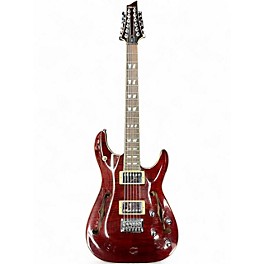 Used Schecter Guitar Research C/SH-12 Crimson Red Trans Hollow Body Electric Guitar