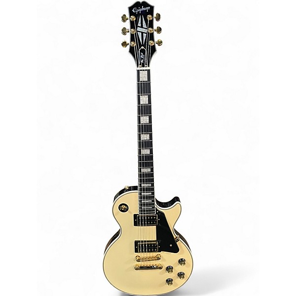 Used Epiphone Les Paul Custom Blackback Antique Ivory Solid Body Electric Guitar