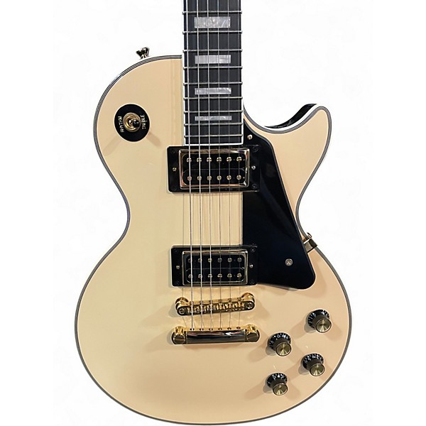 Used Epiphone Les Paul Custom Blackback Antique Ivory Solid Body Electric Guitar