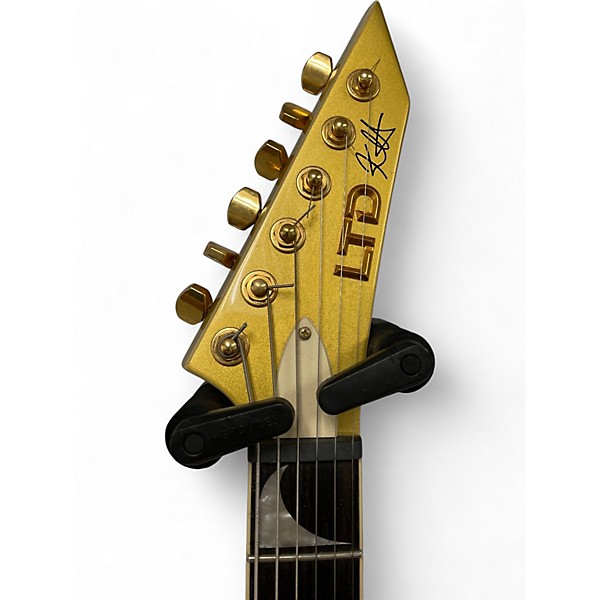 Used ESP LTD Kirk Hammett Signature KH-V METALLIC GOLD SPARKLE Solid Body Electric Guitar