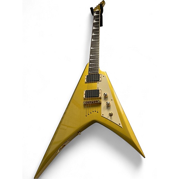 Used ESP ESP LTD Kirk Hammett Signature KH-V Electric Guitar Metallic Gold Solid Body Electric Guitar