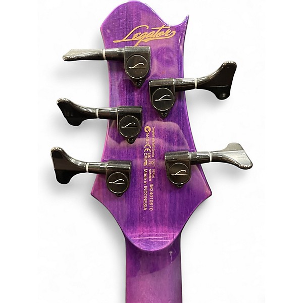 Used Legator HB-5 STD GLOSS MAGENTA BURL Electric Bass Guitar