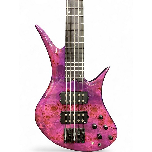 Used Legator HB-5 STD GLOSS MAGENTA BURL Electric Bass Guitar