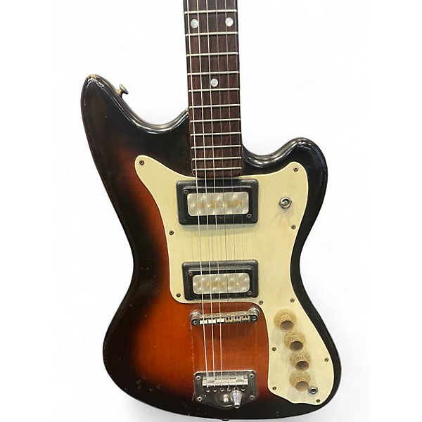 Vintage 1960s Supro Normandy S612 2 Tone Sunburst Solid Body Electric Guitar