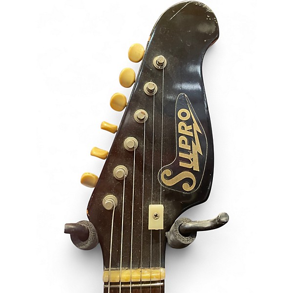 Vintage 1960s Supro Normandy S612 2 Tone Sunburst Solid Body Electric Guitar