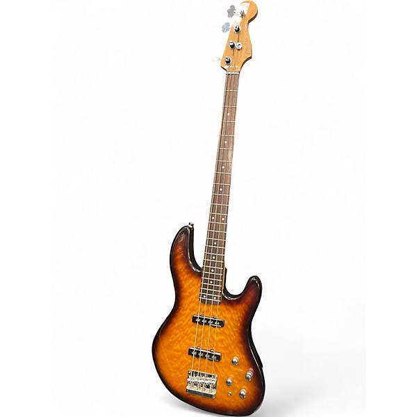 Used Fender Jazz Bass Deluxe 24 QMT Quilted Maple Sunburst Electric Bass Guitar