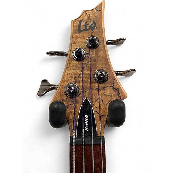 Used ESP LTD B204 Fretless Natural Electric Bass Guitar