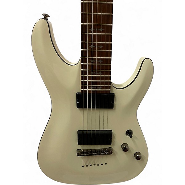Used Schecter Guitar Research Demon 7 String WHITE Solid Body Electric Guitar