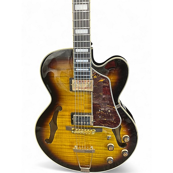 Used Ibanez AF95FM Antique Yellow Sunburst Hollow Body Electric Guitar