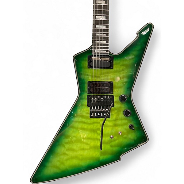 Used Schecter Guitar Research E1FRS GREEN BURST Solid Body Electric Guitar
