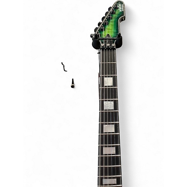 Used Schecter Guitar Research E1FRS GREEN BURST Solid Body Electric Guitar