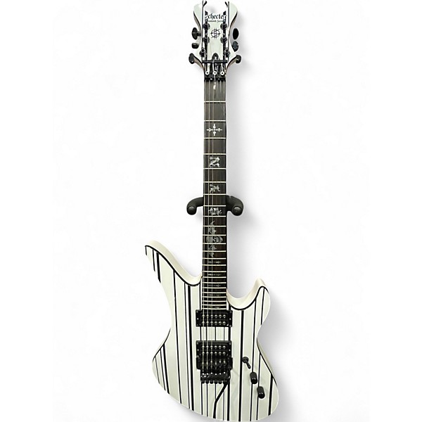 Used Schecter Guitar Research Synyster Gates Signature Standard WHITE WITH BLACK STRIPES Solid Body Electric Guitar
